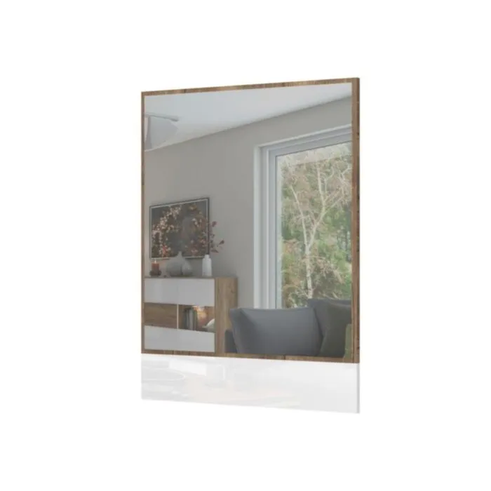 Ogledalo za predsobo VIŠNJA Ogledalo za predsobo VIŠNJA . Ogledalo VIŠNJA pravokotne oblike z lesenim okvirjem. Dobavljivo je v hrast / bela visoki sijaj barvi. Dimenzije: - Š: 63 cm x