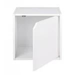 Okrasna kocka CUBO bela . Okrasna kocka CUBO bela je narejena iz vezane plošče v sivi barvi. Vsebuje vratca. Material: - Vezana plošča Barva: - Bela