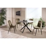 Okrogla jedilna miza LIRKA . Okrogla jedilna miza LIRKA je modernega dizajna. Posebna je zaradi mizne plošče, ki daja učinek marmorja. Mizna plošča pa je