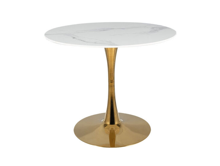 Okrogla jedilna miza RAKO je izdelana iz kvalitetnih materialov. Njen eleganti dizajn ter moderni videz se bo podal v vsak prostor. Mizna plošča je narejena