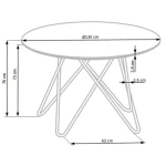 Okrogla kuhinjska miza BONIN . BONIN je okrogla kuhinjska miza iz kovine in MDF-ja. Je sodobna in kvalitetna. Dimenzije: - Fi120 x V: 76 cm Material: - MDF /