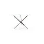 Okrogla miza RAMONDO . Okrogla miza RAMONDO je atraktivna in sodobna miza iz stekla. Podnožje je iz kvalitetne kovine v krom barvi. Dimenzije: - Fi100 x V: 73