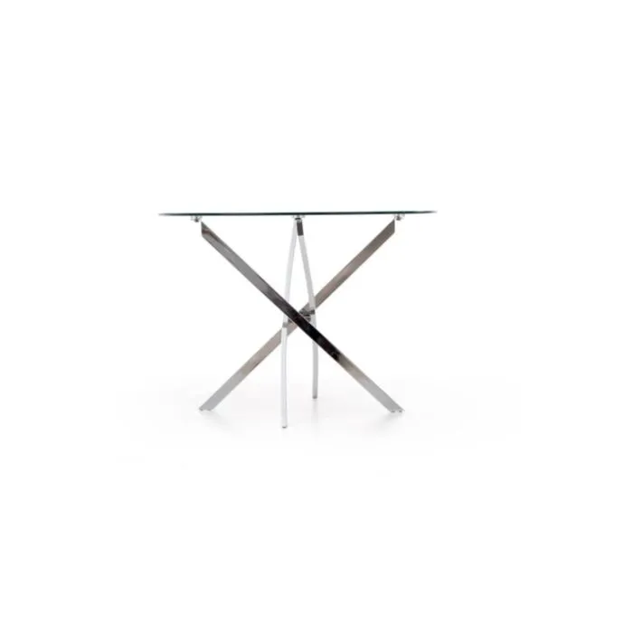 Okrogla miza RAMONDO Okrogla miza RAMONDO . Okrogla miza RAMONDO je atraktivna in sodobna miza iz stekla. Podnožje je iz kvalitetne kovine v krom barvi. Dimenzije: - Fi100 x V: 73