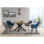 Okrogla miza TIME . Okrogla miza TIME je praktična v jedilnih, dnevnih ali pa vrtnih prostorih vašega doma. Njena preprosta eleganca gladkih linij furnirja