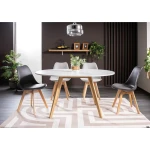 Okrogla raztegljiva jedilna miza ADEL . Okrogla raztegljiva jedilna miza ADEL je narejena iz kvalitetne laminirane plošče z učinkom lesa. Ogrodje je iz