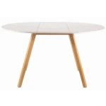 Okrogla raztegljiva jedilna miza ADEL . Okrogla raztegljiva jedilna miza ADEL je narejena iz kvalitetne laminirane plošče z učinkom lesa. Ogrodje je iz