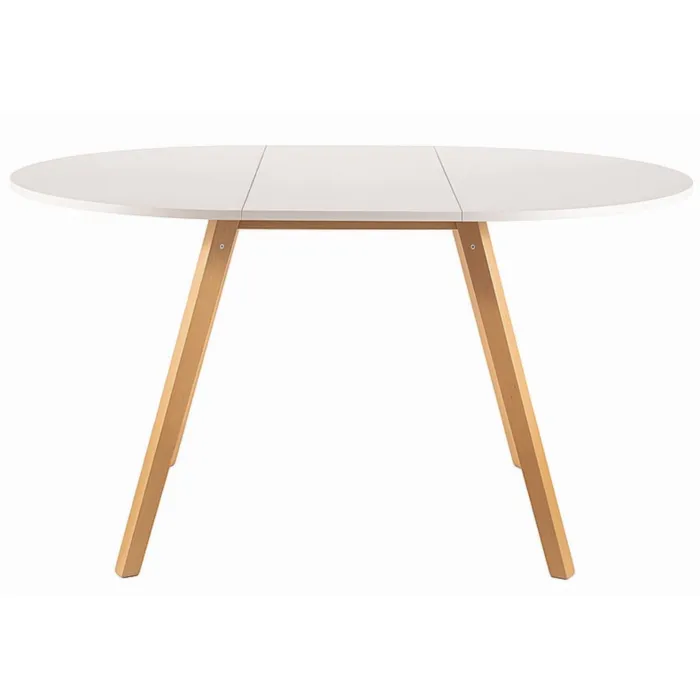 Okrogla raztegljiva jedilna miza ADEL Okrogla raztegljiva jedilna miza ADEL . Okrogla raztegljiva jedilna miza ADEL je narejena iz kvalitetne laminirane plošče z učinkom lesa. Ogrodje je iz