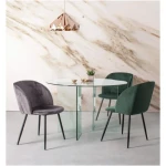 Okrogla steklena miza IRIDE 130 . Okrogla steklena miza IRIDE 130 je sestavljena iz 10 mm debelih steklenih nog in mizne plošče iz kaljenega stekla debeline