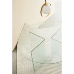 Okrogla steklena miza IRIDE 130 . Okrogla steklena miza IRIDE 130 je sestavljena iz 10 mm debelih steklenih nog in mizne plošče iz kaljenega stekla debeline