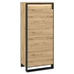 Elegantna omara KVIN ima 4 globoke predale. Tridimenzionalni značaj front je dodatno poudarila LED osvetlitev (vključena v ceno). Ima moderen dizajn s