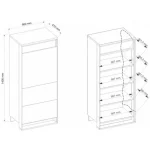 Elegantna omara KVIN ima 4 globoke predale. Tridimenzionalni značaj front je dodatno poudarila LED osvetlitev (vključena v ceno). Ima moderen dizajn s