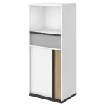 Omara s predalnikom NELI je primerna za v dnevno sobo ali spalnico. Zaradi veliko predalov in polic, lahko vanjo spravite razne predmete. Material: -