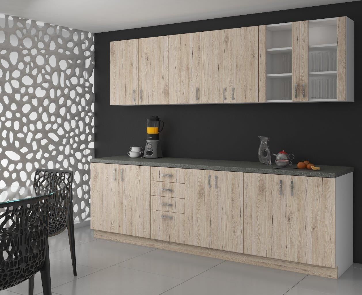 Omara za pomivalno korito ARA 80D je sestavljena iz fronte in korpusa iz MDF plošče, debeline 16 mm. Robovi so iz melamina. Na voljo je v barvi sonome in