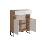 Omara ZOELA 2 . Omara ZOELA je moderno oblikovana in elegantnega videza. Brez ročajev, odpiranje po sistemu push to open. V beli mat barvi s kombinacijo lesa.