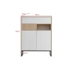 Omara ZOELA 2 . Omara ZOELA je moderno oblikovana in elegantnega videza. Brez ročajev, odpiranje po sistemu push to open. V beli mat barvi s kombinacijo lesa.