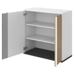 Omarica MELI . Nizka dvokrilna omarica MELI je modernega videza. Primerna je za vsak prostor, saj ima brezčasen dizajn. Material: - Laminirana plošča -