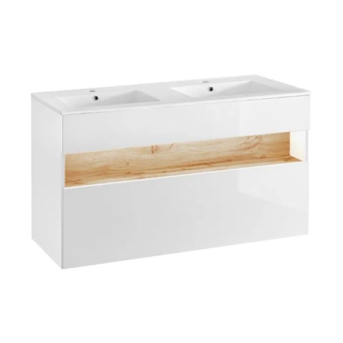 Omarica pod umivalnikom BAM 120D bela . Kopalniški blok BAM je možno naročiti v kompletu (kopalniški bloki BAM mint in BAM bela) ali pa po posameznih