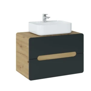 Omarica pod umivalnikom BUBA DARK 80D 2P 2 . Kopalniški blok BUBA DARK je možno naročiti v kompletu (kopalniški bloki BUBA DARK) ali pa po posameznih