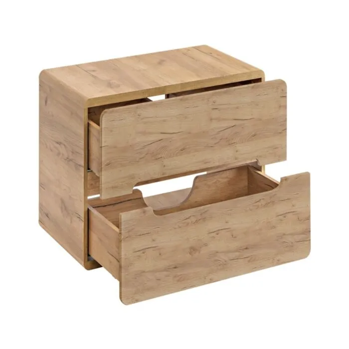 Omarica pod umivalnikom BUBA hrast 60D 2 Omarica pod umivalnikom BUBA hrast 60D 2 . Kopalniški blok BUBA hrast je možno naročiti v kompletu (kopalniški bloki BUBA hrast) ali pa po posameznih