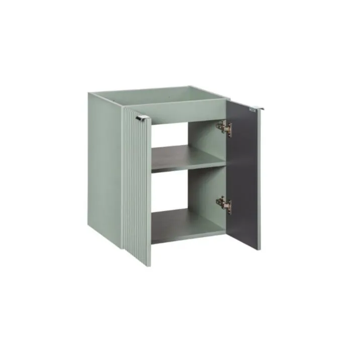 Omarica pod umivalnikom MINTI 60D Omarica pod umivalnikom MINTI 60D . Kopalniška omarica pod umivalnikom MINTI 60 je elegantnega videza. S svojo nežno barvo ustvari vzdušje miru in