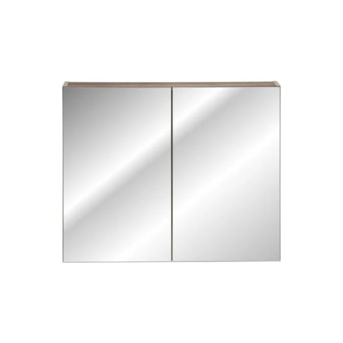 Omarica z ogledalom KROKI 80 . Omarica z ogledalom KROKI 80 je narejena iz kvalitetne laminirane plošče. Omarica z ogledalom dodatno optično poveča prostor