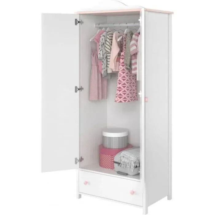 Otroška garderobna omara LINA Otroška garderobna omara LINA . Otroška garderobna omara LINA je omara z dvema vratama, zasnovana za vse deklice ki si želijo biti princeske. V notranjosti