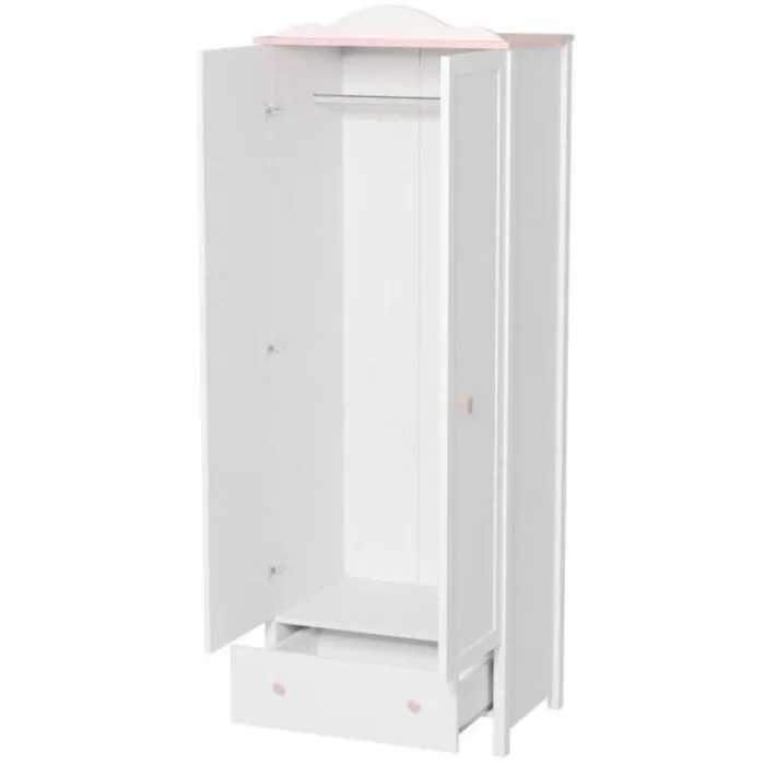 Otroška garderobna omara LINA Otroška garderobna omara LINA . Otroška garderobna omara LINA je omara z dvema vratama, zasnovana za vse deklice ki si želijo biti princeske. V notranjosti