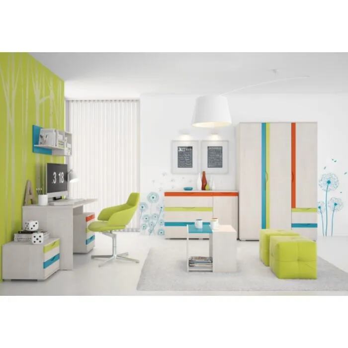 Otroška soba FALOT 1 Otroška soba FALOT 1 . FALOT 1 je moderna otroška soba z živahnimi vzorci, ki ima veliko prostora za shranjevanje stvari in uporabo za vašega otroka.