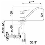PIPA KUHINJSKA PROJECT PROJECT STOJEČA, 3 CEVI KOTNI VENTIL - slika 4