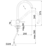 PIPA KUHINJSKA UNITAS FRESH STOJEČA, POLOŽNA BREZ CEVI IN SIFONA - slika 4