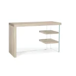 Pisalna miza BILBAO je dobavljiva v barvi lesa. Hrbet in desna stranica sta iz kaljenega stekla, debeline 10mm. Vrh, police in leva stran pa so iz MDF