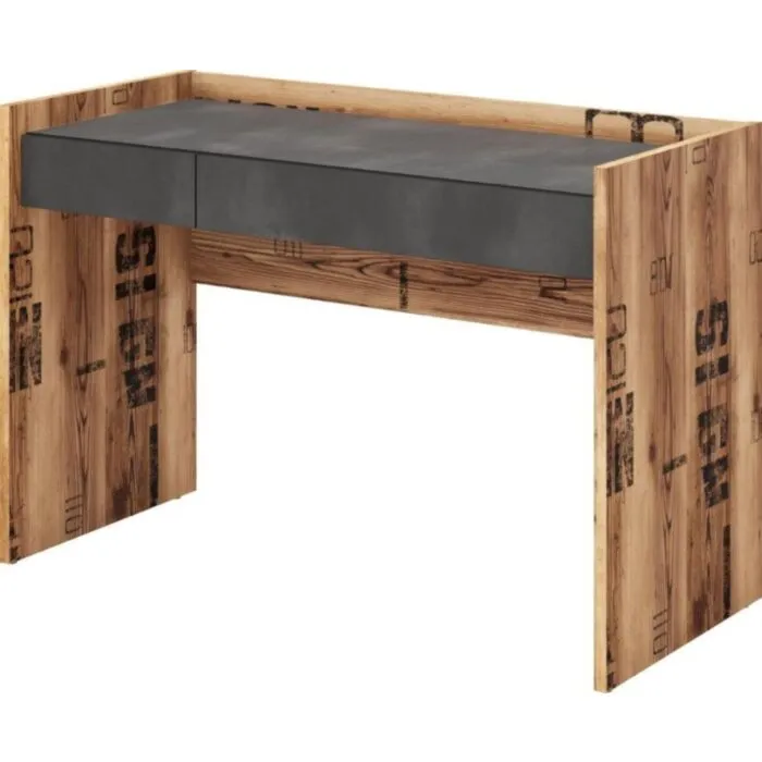 Pisalna miza FERGO . Pisalna miza FERGO je primerna za vsak prostor. Je unikatnega videza in ima veliko delovno površino. Miza ima 2 predala. Material: -