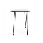 Pisalna miza RONDO je dobavljiva v črni barvi. Sestavljena je iz kovinskih nog in mizne plošče iz kaljenega stekla (10mm). Dimenzije: širina: 120cm