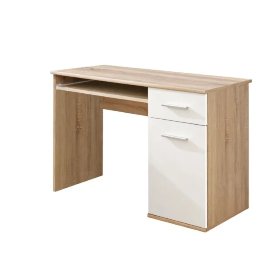 Pisalna miza ZARJA . Pisalna miza ZARJA je narejena iz kvalitetne laminirane plošče v kombinaciji sonome ter bele barve. Barva: - Sonoma / Bela mat Material: