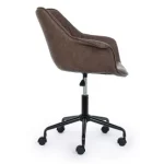 Pisarniški stol JOSHUA rjava . Pisarniški stol JOSHUA je dobavljiv v rjavi barvi. Ogrodje je kovinsko, oblečeno v plastiko. Sedež je iz umetnega usnja.