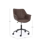 Pisarniški stol JOSHUA rjava . Pisarniški stol JOSHUA je dobavljiv v rjavi barvi. Ogrodje je kovinsko, oblečeno v plastiko. Sedež je iz umetnega usnja.