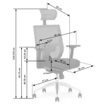 Pisarniški stol MIRA . Moderno zasnovani pisarniški stol MIRA je nastavljiv po višini, ima sinkro mehanizem, nastavljive rokonaslone in naslonjalo za glavo.