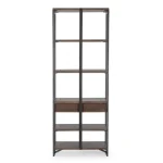 Poličnik 1C CALIXTE . Poličnik CALIXTE je dobavljiv v črno-rjavi kombinaciji. Sestavljen je iz kovinskega ogrodja in lesa (mango). Predali so iz MDF-a,