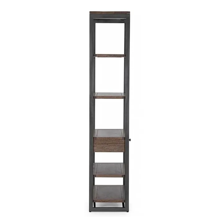 Poličnik 1C CALIXTE . Poličnik CALIXTE je dobavljiv v črno-rjavi kombinaciji. Sestavljen je iz kovinskega ogrodja in lesa (mango). Predali so iz MDF-a,