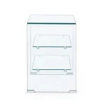 Poličnik IRIDE je izdelan iz stekla debeline 10mm. Police so iz 5mm debelega kaljenega stekla. Dimenzije: širina: 50cm globina: 40cm višina: 58cm