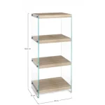 Poličnik KENYA je dobavljiv v natur barvi lesa. Stranice so iz kaljenega stekla (12mm), police pa so iz MDF plošč (videz lesa). Dimenzije: širina: 40cm