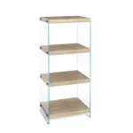 Poličnik KENYA je dobavljiv v natur barvi lesa. Stranice so iz kaljenega stekla (12mm), police pa so iz MDF plošč (videz lesa). Dimenzije: širina: 40cm