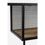 Poličnik 6P RODERIC . Poličnik RODERIC je dobavljiv v črno-rjavi kombinaciji. Ogrodje je kovinsko, police pa so lesene (mango). Dimenzije: širina: 84cm