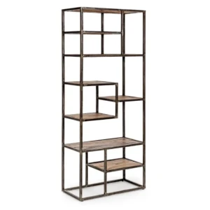 Poličnik ELMER . Poličnik ELMER ima kovinsko konstrukcijo z prašnim premazom, ter police iz lesa. Material: - Kovina - Les Barva: - Črna - Akacijev les