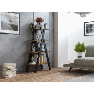 Poličnik LIAM . Poličnik LIAM je narejen iz kvalitetne laminirane plošče v barvi hrasta s črno barvo. Material: - Laminirana plošča Barve: - Hrast /