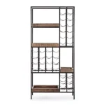 Poličnik za steklenice ELMER . Poličnik za steklenice ELMER je narejena v kombinaciji barvanega jekla ter lesa. Ker je les obdelan ročno, so oblike in