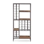 Poličnik za steklenice ELMER . Poličnik za steklenice ELMER je narejena v kombinaciji barvanega jekla ter lesa. Ker je les obdelan ročno, so oblike in