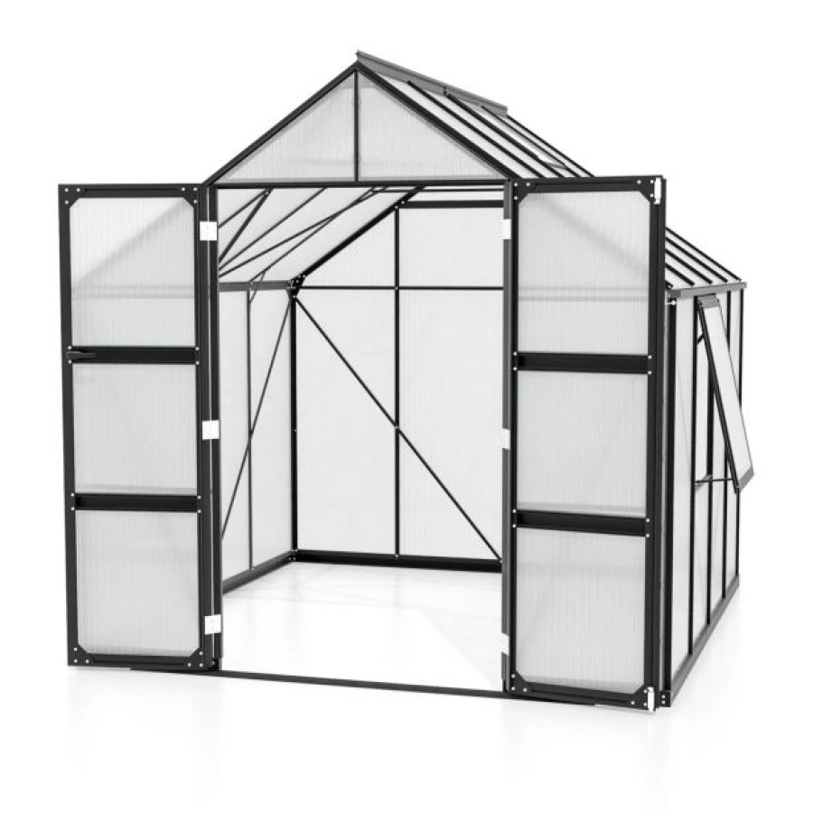 POLIKARBONATNI RASTLINJAK VITAVIA OLYMP 6700 HKP4MM ČRNA 254X258X254 - slika 2