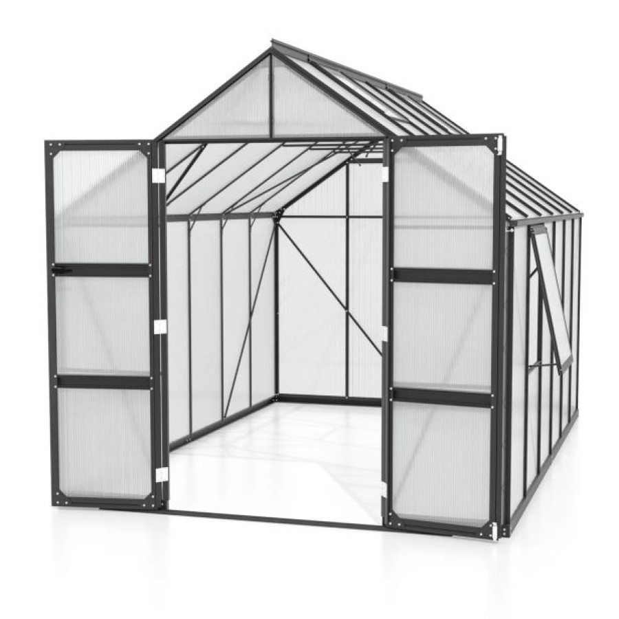 POLIKARBONATNI RASTLINJAK VITAVIA OLYMP 9900 HKP4MM ČRNA 254X257X386 - slika 2