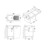 Pomivalno korito B60 . Inox pomivalno korito B60 je vgradno. Korito ima eno posodo in odlagalno površino. Postavitev korita je univerzalna (levo ali desno).